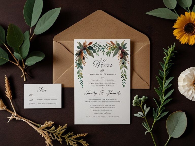 Convites de casamento com identidade boho chic