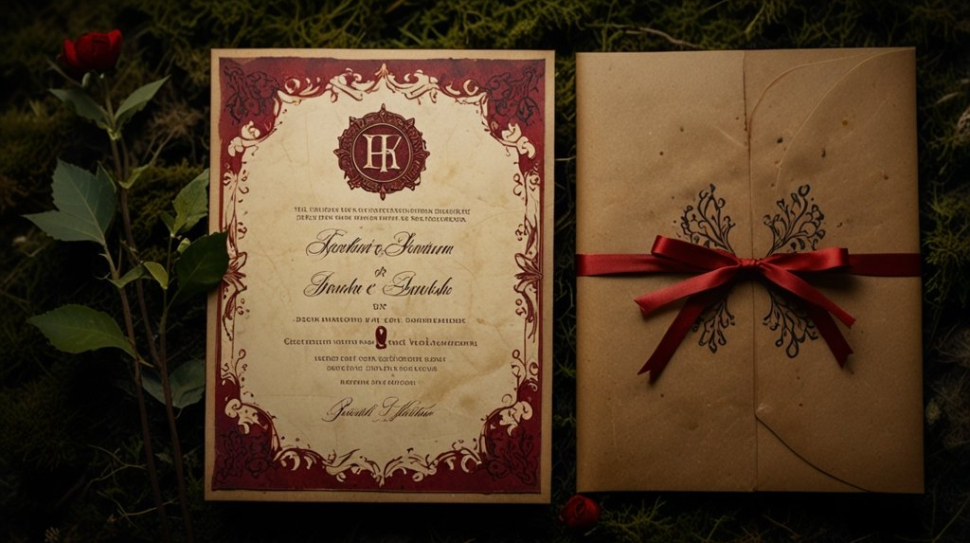 Casamento_Celta__Medieval_Convites_Rústicos_e_Lacre_de_Cera_para_Temas_Épicos_1