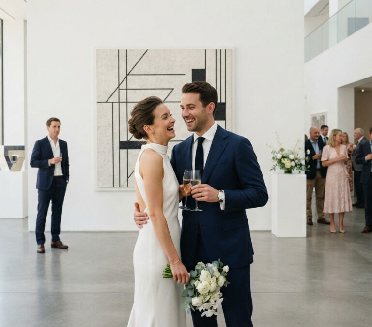 Mini Wedding em Galeria de Arte: Arte, Design Minimalista e Convites Modernos