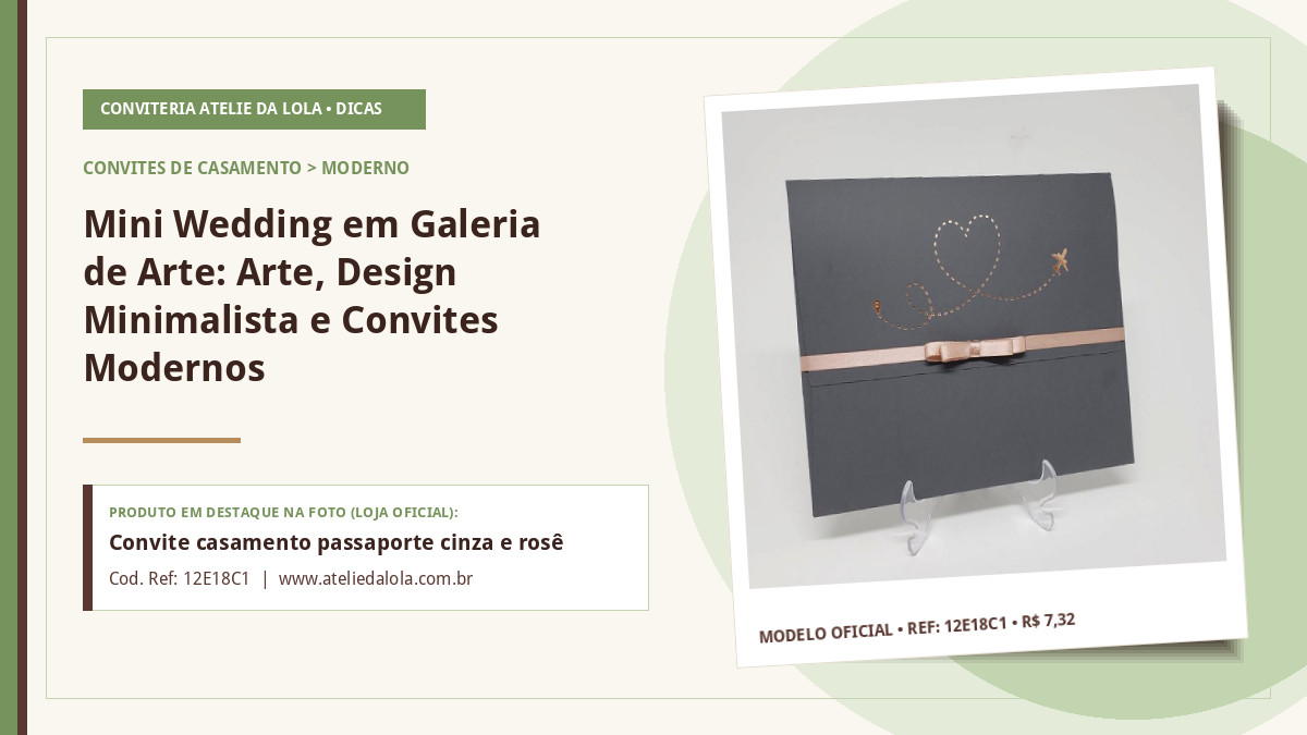 Mini Wedding em Galeria de Arte: Arte, Design Minimalista e Convites Modernos — Convite casamento passaporte cinza e rosê gold